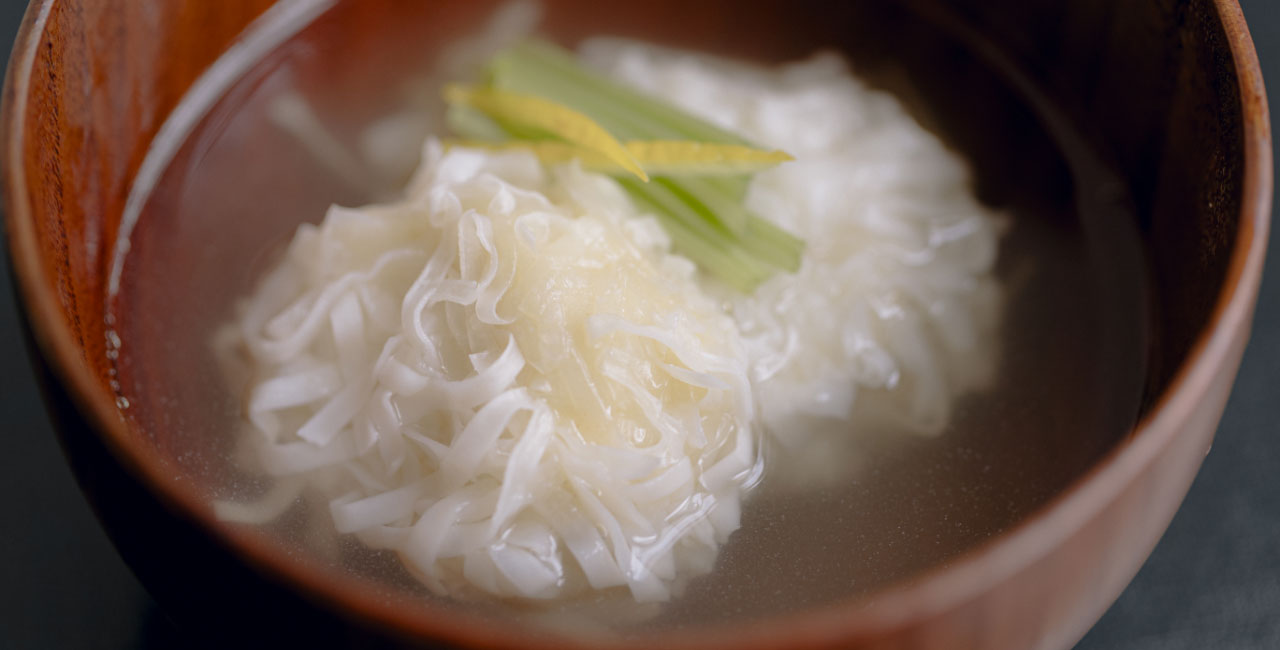 Japanese-Style Clear Soup with Steamed Squid Dumplings