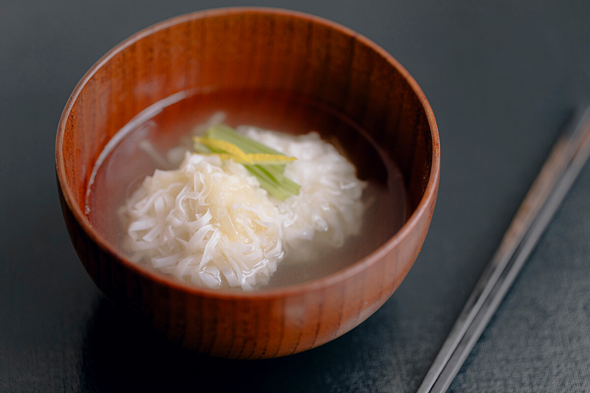 Japanese-Style Clear Soup with Steamed Squid Dumpling