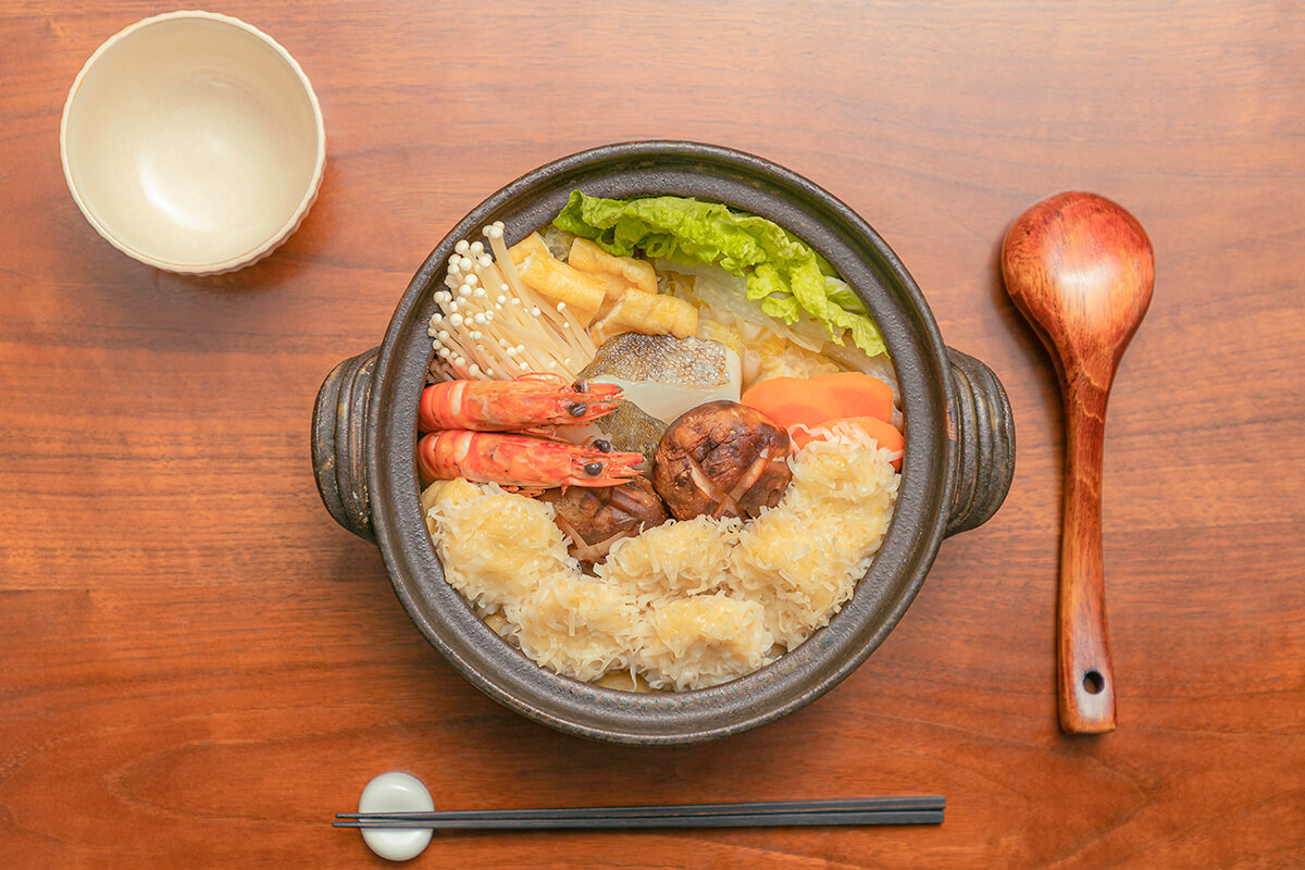 Japanese Hotpot with Steamed Squid Dumplings